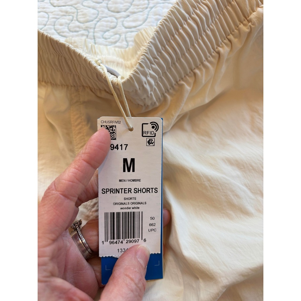 Adidas Originals Sprinter Shorts Mens Medium Wonder White Nylon 3-Stripe - Picture 5 of 5